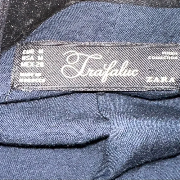 Zara Velvet Like Moto Bomber Collarless Jacket w/ Gold Zipper & Stud Detail sz M - Picture 12 of 16